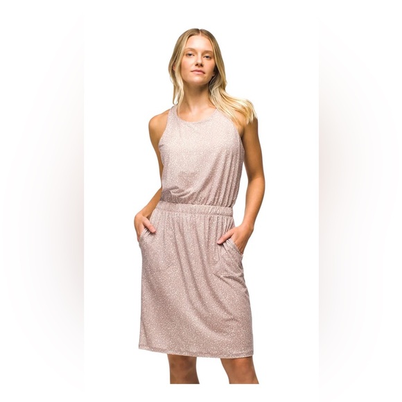 Prana Dresses & Skirts - Prana Rose Taupe Printed Sleeveless Midi Dress